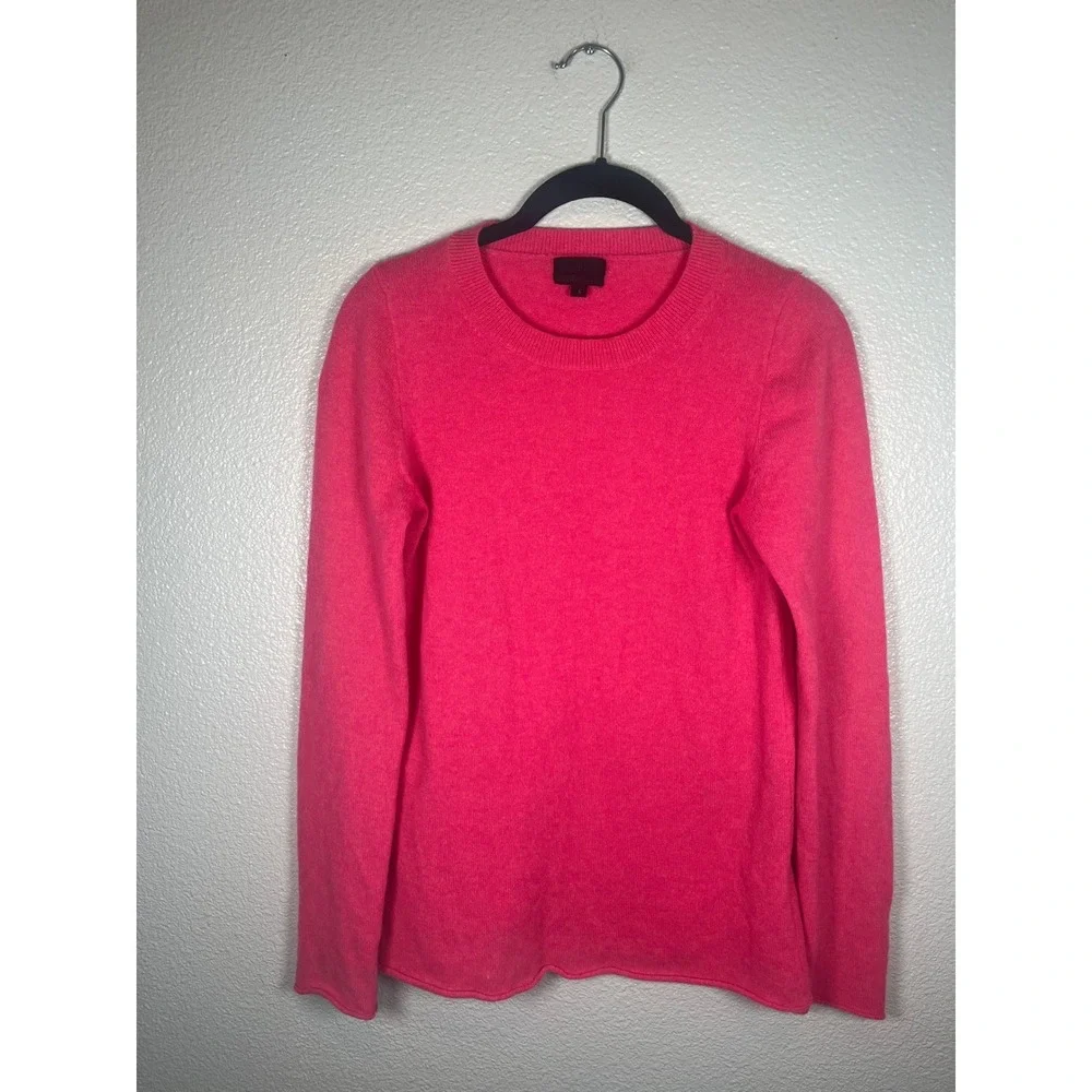 J Crew Italian Cashmere Crewneck Sweater Long Sleeve Hot Pink Small
